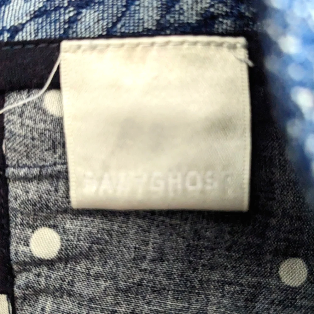 Y2k Vintage Designer Babyghost Denim Pencil Skirt Polka Dot Python Ooak